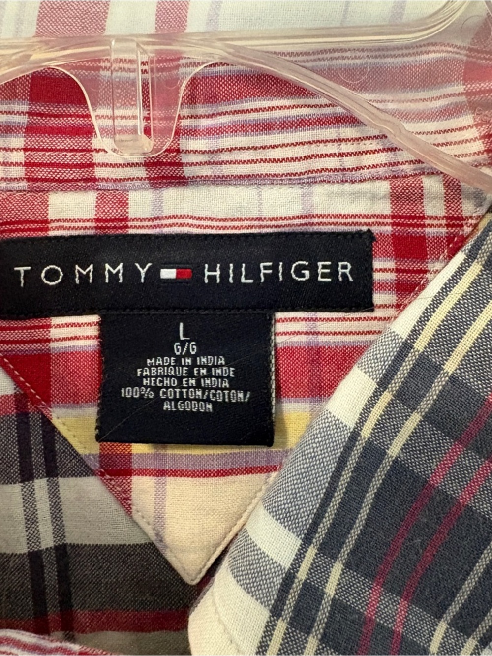 Tommy Hilfiger Short-Sleeve Madras Plaid Button-Up Shirt Men’s Preppy Size Large - Picture 4 of 5